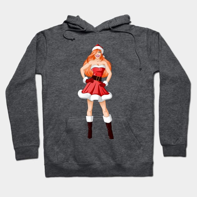 Woman Dressed In Sexy Santa Clothes For Christmas Hoodie by LironPeer